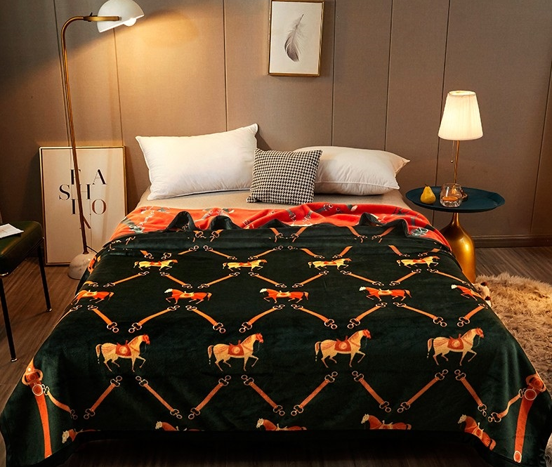 乐鱼大牌风爱马云毯（绿色）